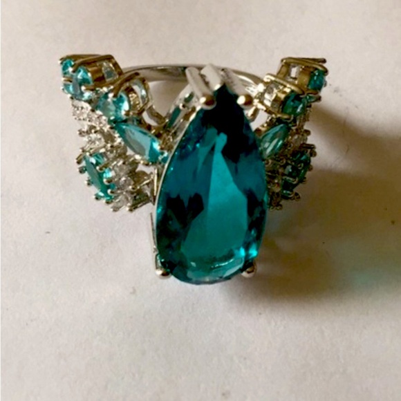 ‘London Topaz’ CZ and Clear CZ 925 Sterling Silver ring - Picture 4 of 7